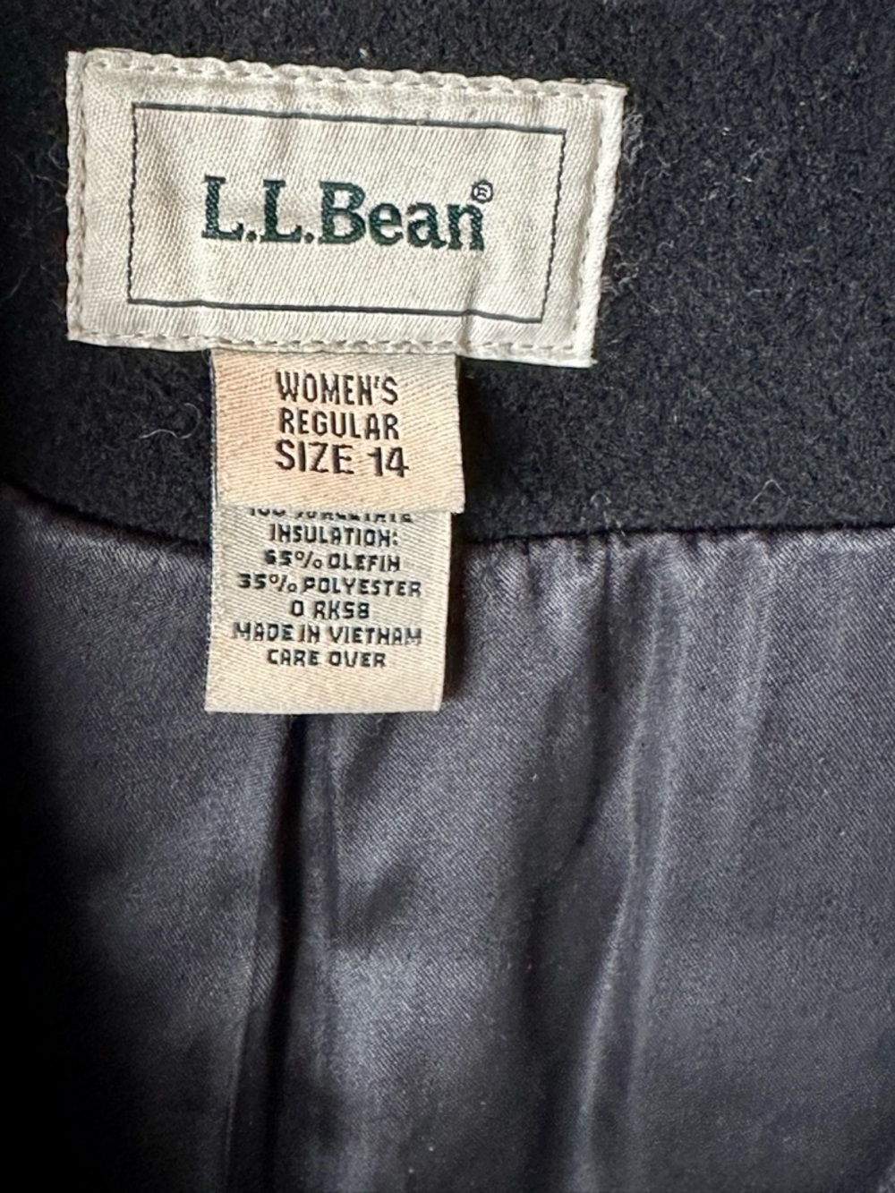 L L Bean Womens Vintage Inspired Blk Dble Breasted Wool Rayon Blend Pea Coat - Picture 12 of 14